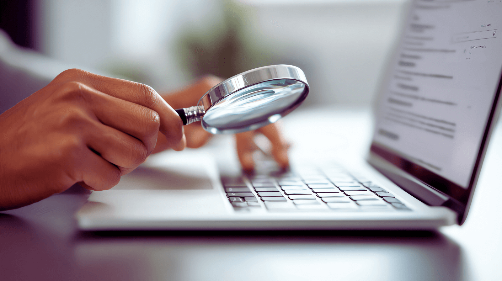 SEO specialist researching keywords on laptop